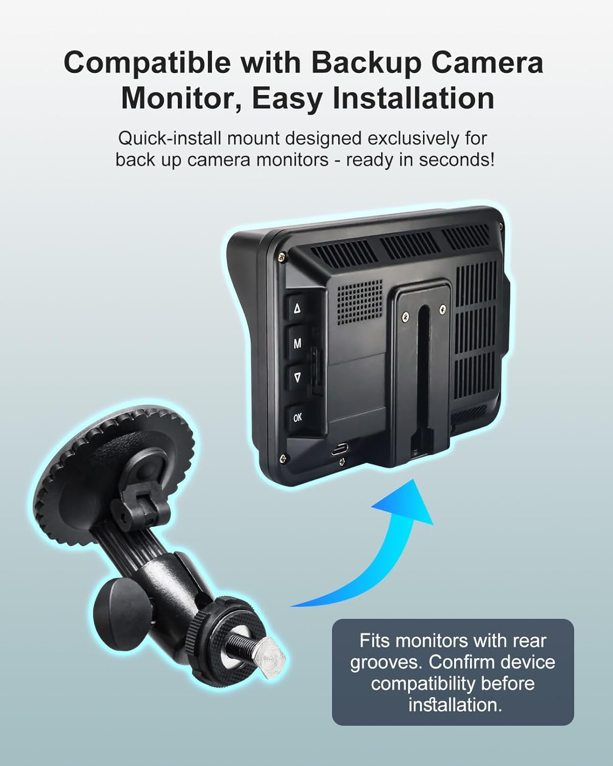 Windshield Suction Mount for Reversing Camera Monitor &ndash; 5Kg Load Capacity, 360&deg; Adjustable Ball Head, Metal Construction, No Drill Easy Install for Car, Truck, RV image number 5