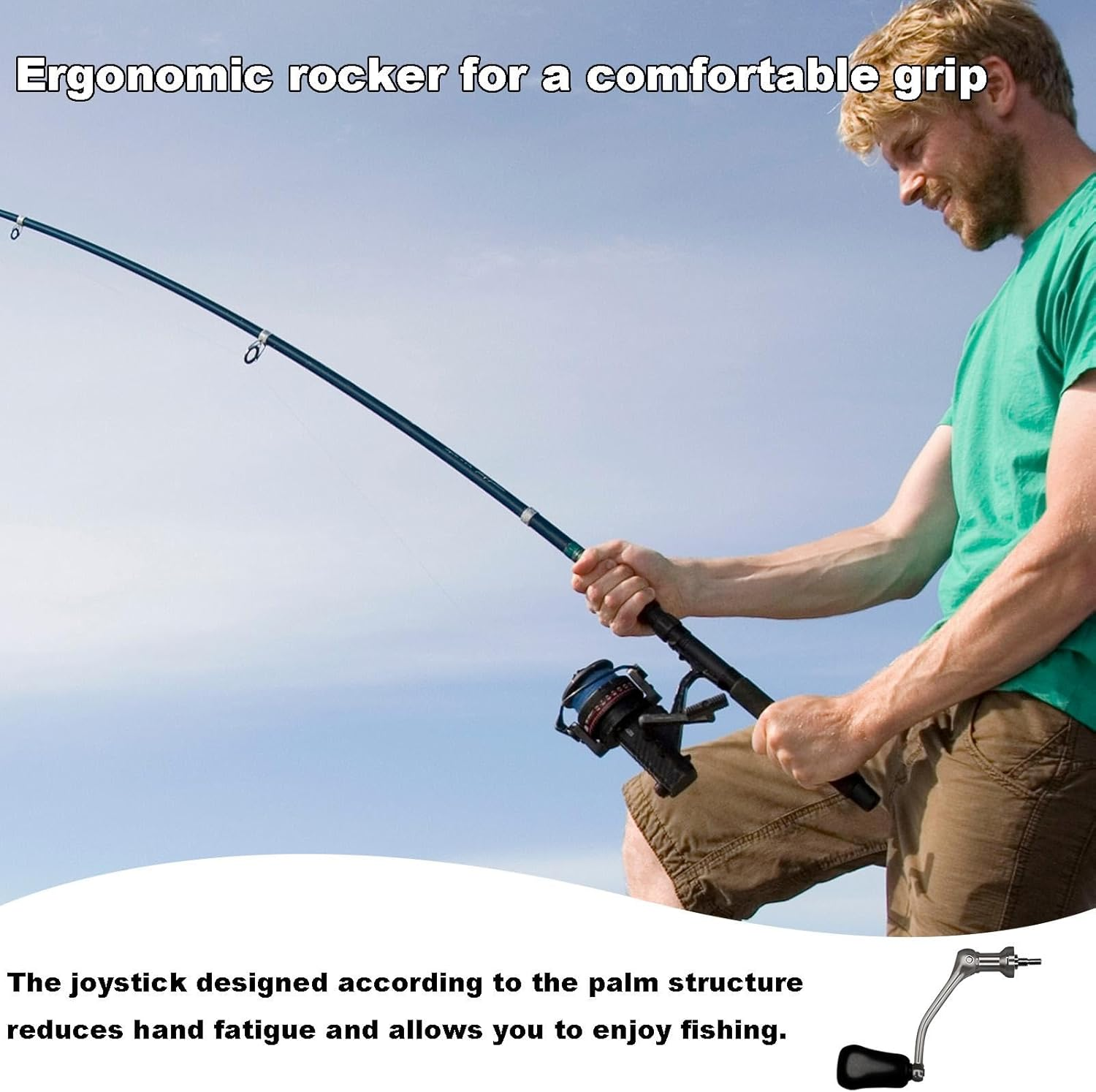 Fishing Reel Handles,Fishing Wheel Crank Handle Ergonomic Rocker | Comfortable Screw-In Knob, Replacement Grip Parts for Freshwater & Seawater Fishing - A image number 1