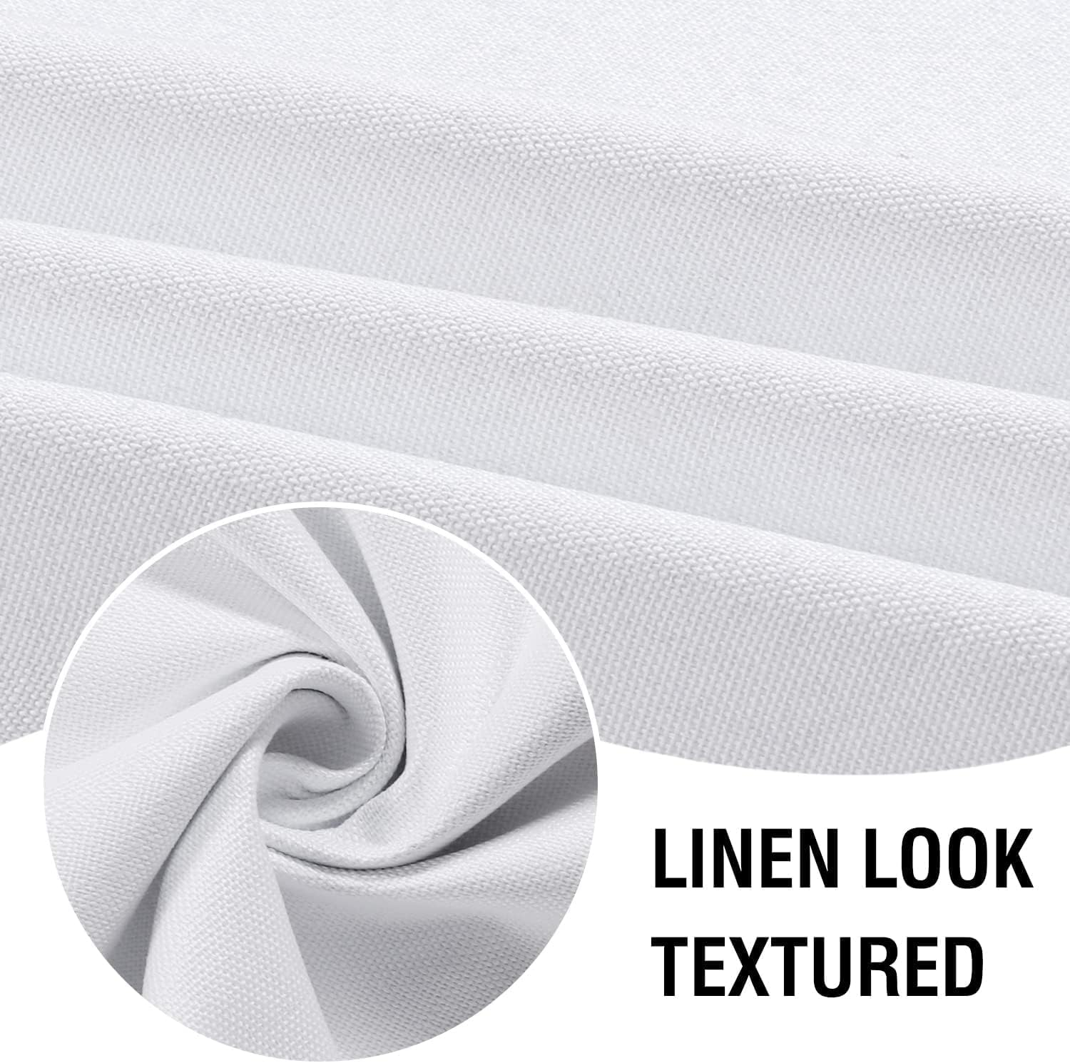 H.VERSAILTEX Linen Look 100% Blackout Curtains for Bedroom Full Light Blocking Rod Pocket Linen Textured Thick Window Curtain Drapes with White Backing, 2 Panels Set, Each W132Cm X D213Cm, Pure White image number 6