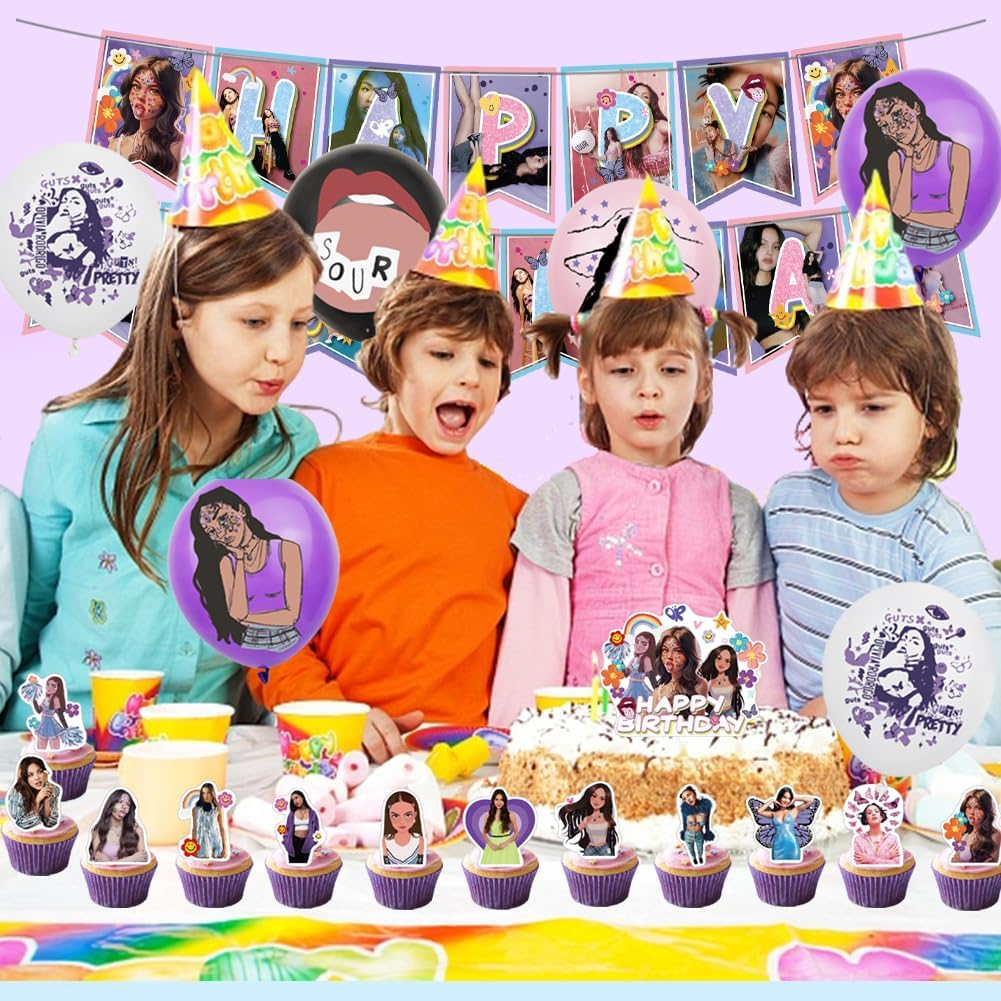 42PCS Olivia Party Balloons Decorations Set,Olivia Singer Birthday Party Supplies,King Banner,Kids Animals Party Decorations Olivia Theme Cake Toppers for Baby Shower, Kids Birthday Party image number 5