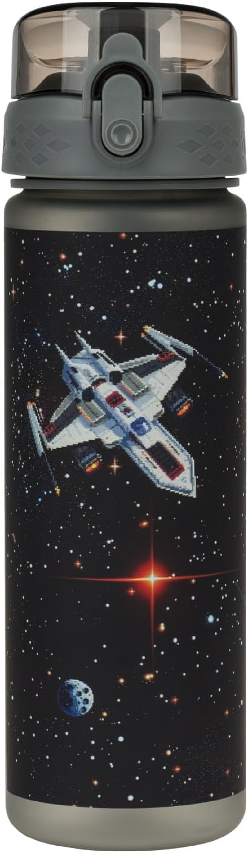 Baagl Children'S Drinking Bottle, Leak-Proof Water Bottle, 500 Ml, School and Sports Football Bottle for Boys and Girls, Tritan, Casual Drinks Bottle, School Drinking Bottle (Pixel Space) - Blue Logo image number 2