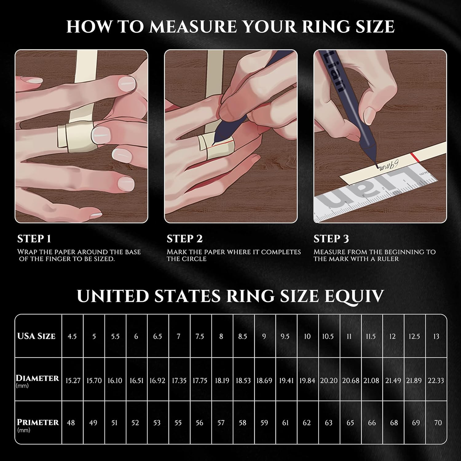 LIAN Stainless Steel Spinner Rings for Men Women Fidget Rings Chain Ring Band Rings 8Mm Black/Silver 6-13 image number 5