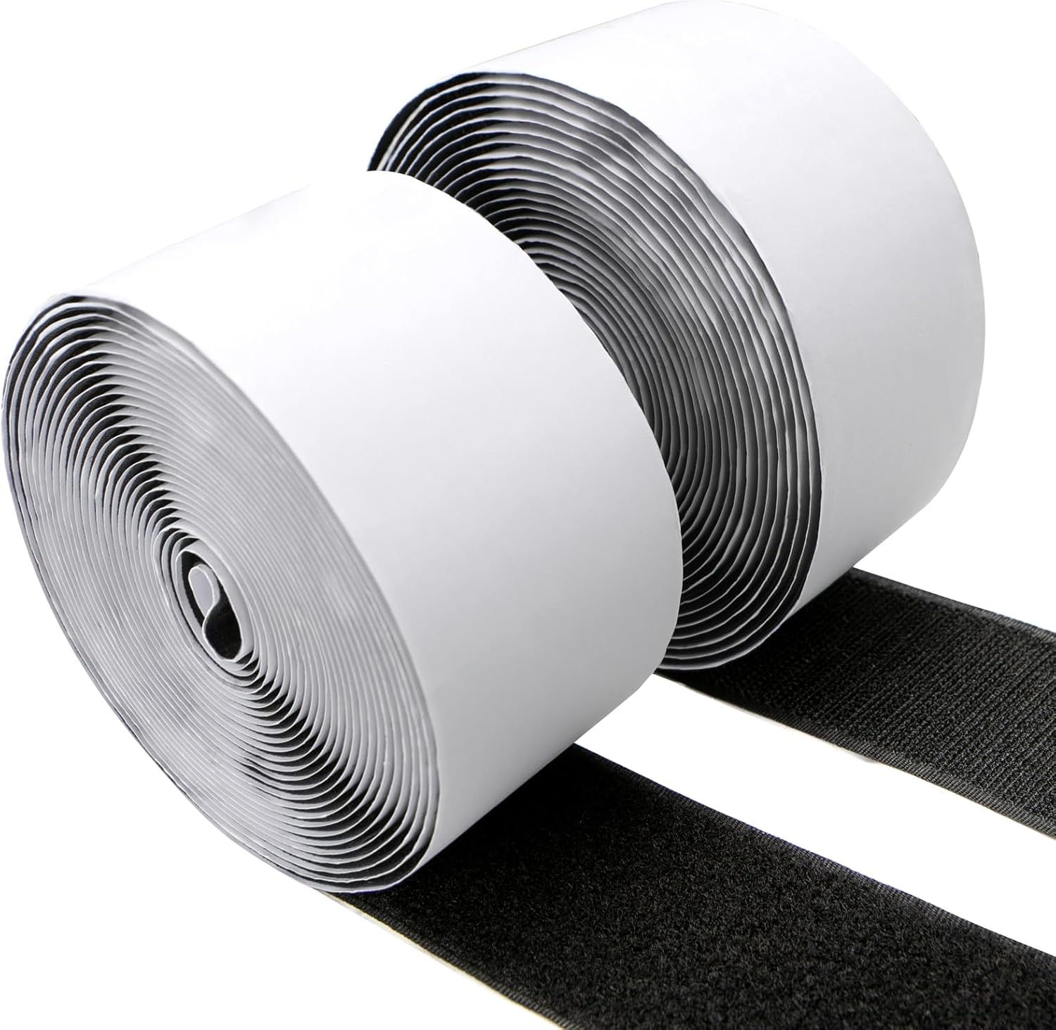 ZCOINS 2In X 16.4Ft Self-Adhesive Hook and Loop Strips Tape Roll Heavy Double Sided Sticky Duty Strips Industrial Strength Sticky Fastener Interlocking Fastener (Black) image number 3