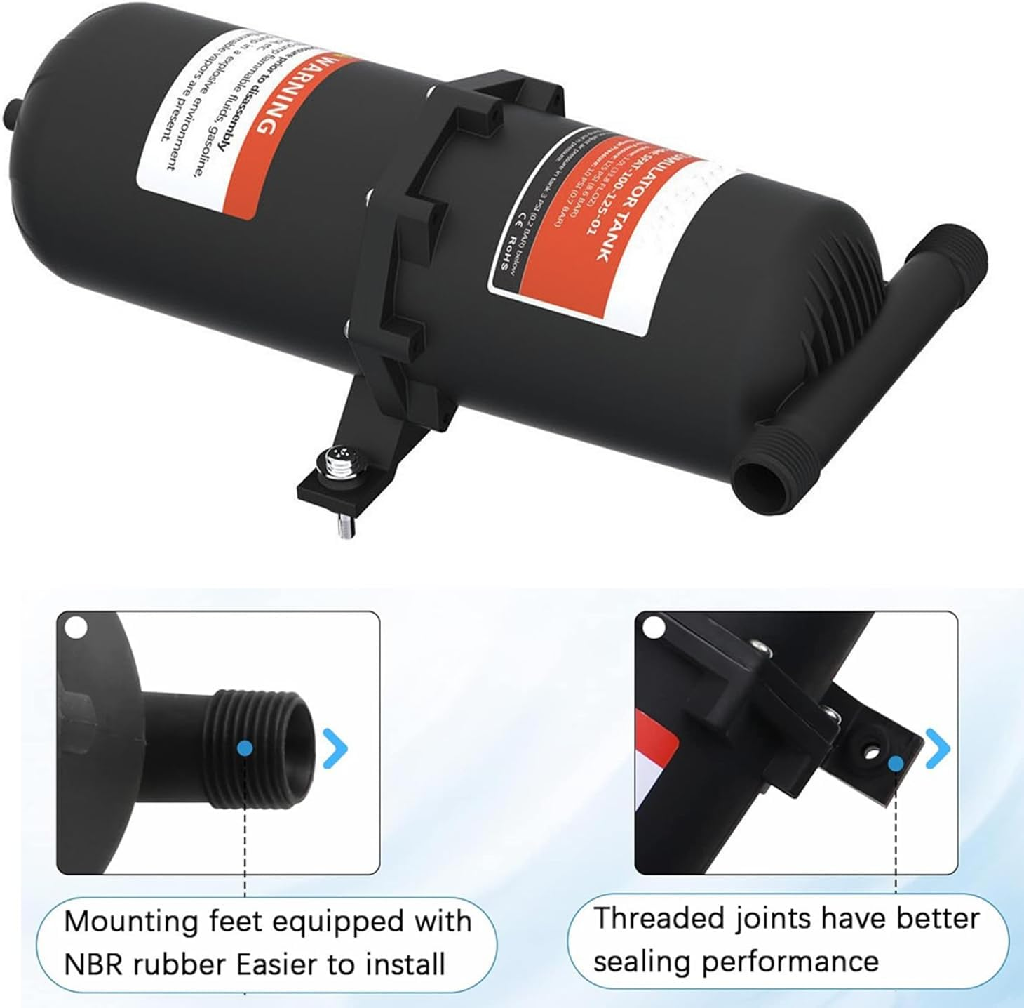 Mtsmart RV Accumulator Tank, 1 L RV Pre-Pressurized Accumulator Tank for RV, Motorhome, Travel Trailer, Caravan,Camper Truck, Boat, Marine,Reduced Pump Cycling Yacht Water Accumulator Tank image number 2