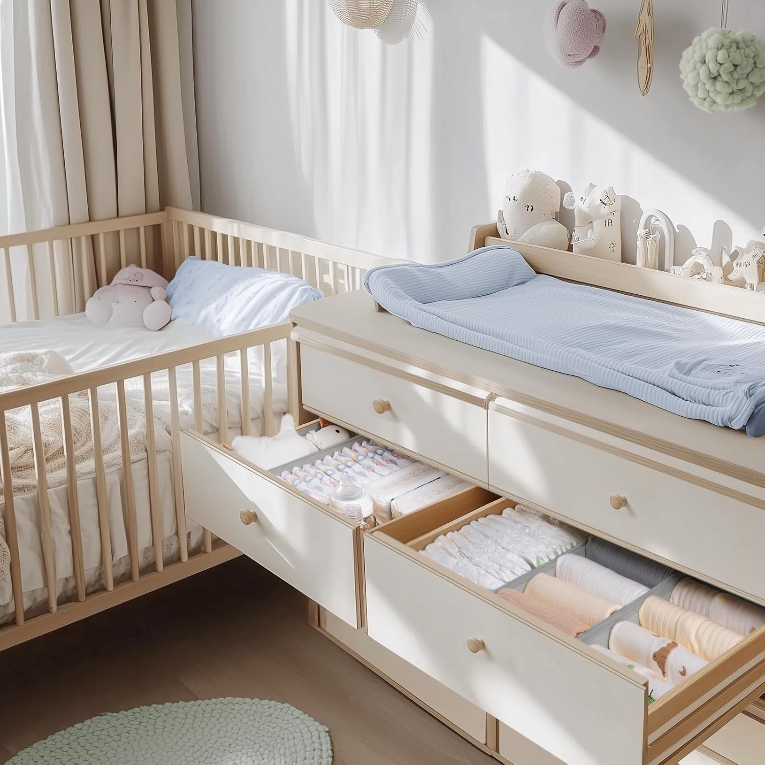 LEFAFA Drawer Organizer Clothes, 10 Pack Dresser Organizer Bins, Foldable Fabric Closet Organizers and Storage, Drawer Dividers for Nursery, Bedroom, Baby Clothes, Underwears, Sock (Grey) image number 4