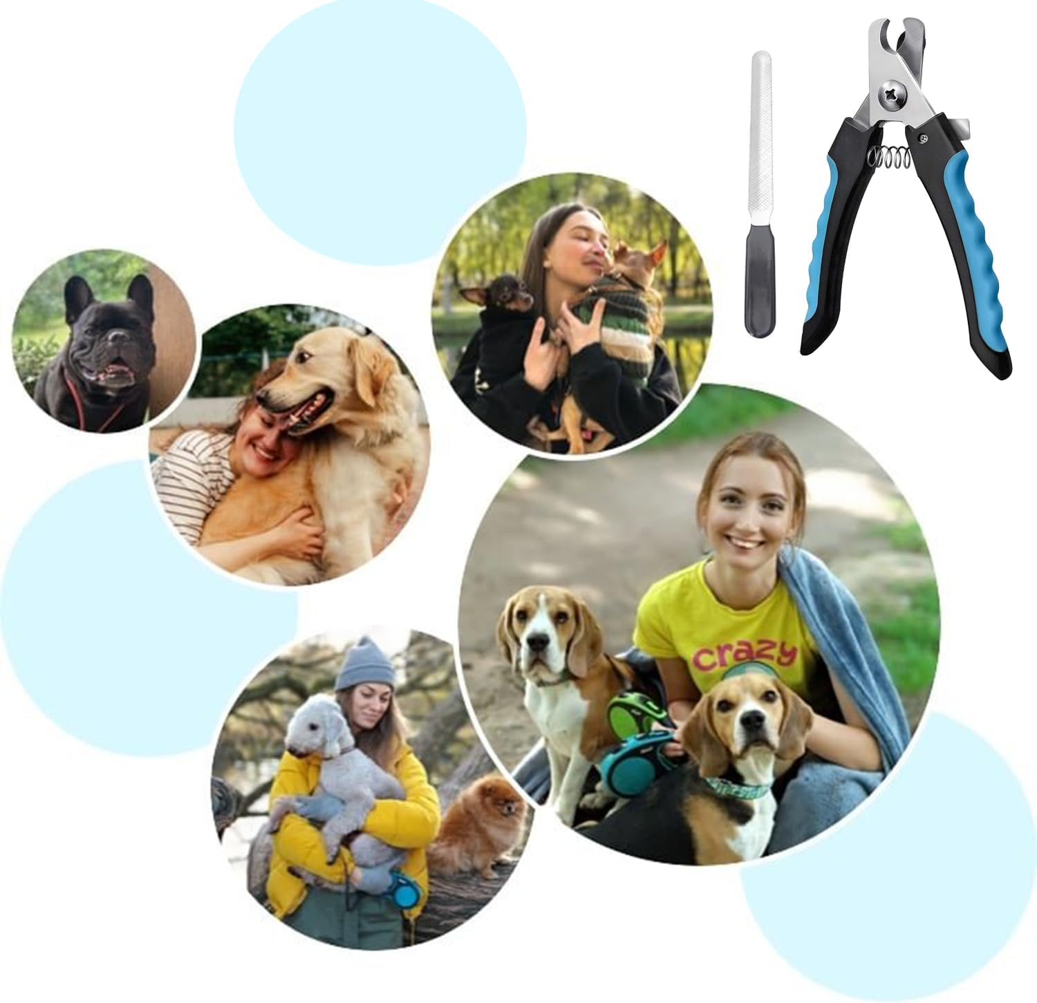 2 Pcs Dog Nail Clippers, Dog Nails Clippers Trimmer, Professional Pet Nail Trimmer, Stainless Steel Dog Claw Clippers, for Dog, Cats and Guinea Pigs Pet Nail Clipper - Blue+Black image number 6