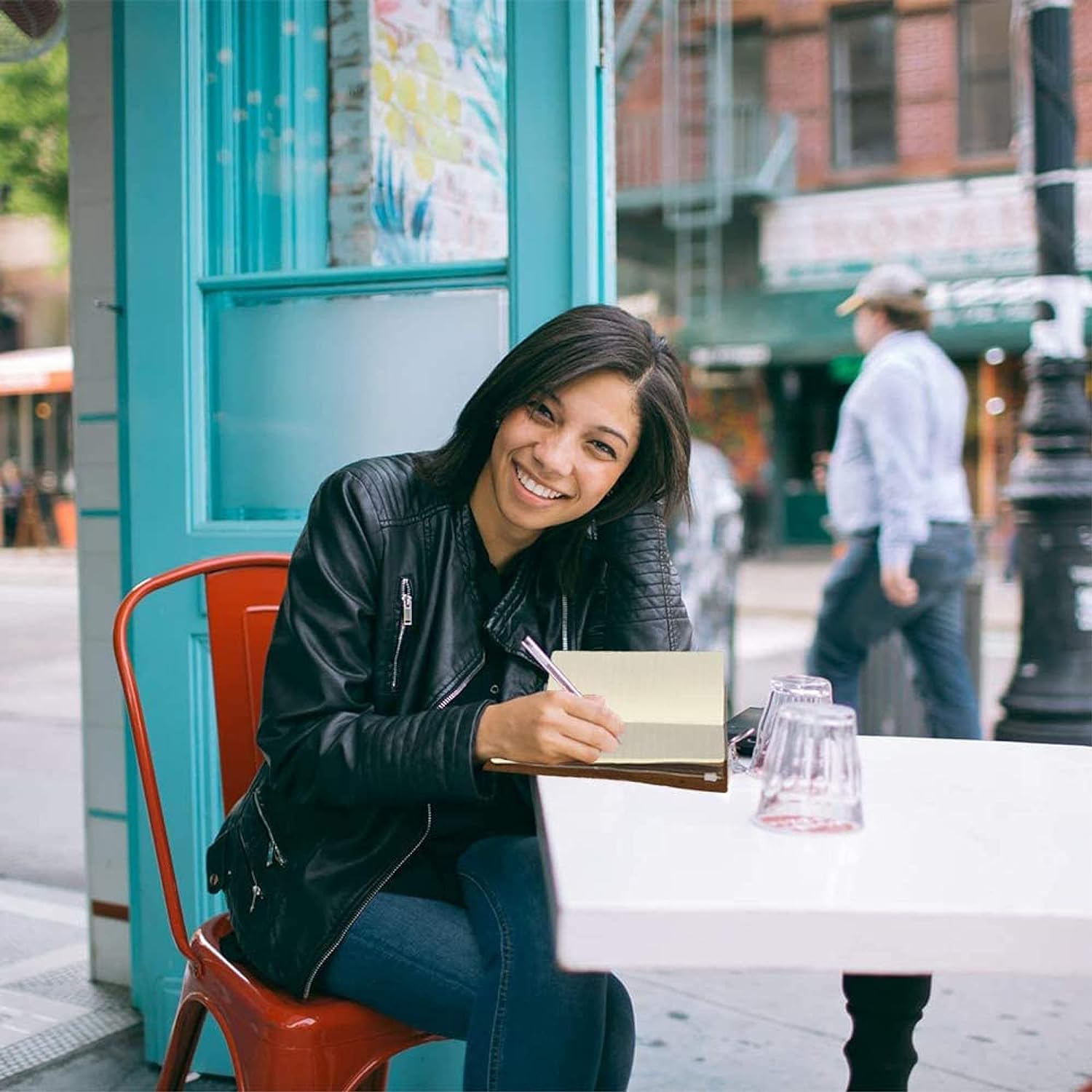 Refillable Leather Journal, Refillable Travellers Notebook for Men, Handmade Travelers Leather Travel Journal for Women, Vintage Antique Travel Diary Standard TN + Pen for Sketching image number 2