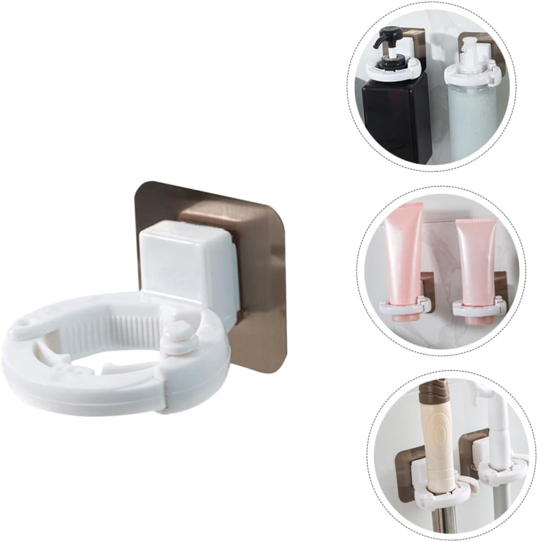 SHOWERORO 3Pcs Wall Mounted Shower Gel Bottle Holder Adjustable Size Storage Racks Anti-Smashing Adhesive Hanging Shampoo Brackets Punch-Free image number 2