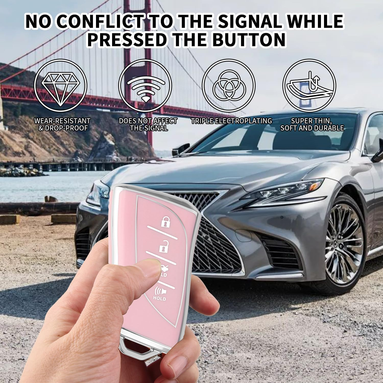 MILD EAST for Lexus Key Fob Cover Fit for 4 Buttons TPU Full Cover for Lexus ES350 Es300H UX200 LS500 LS500H LC500 Lc500H - Green image number 3