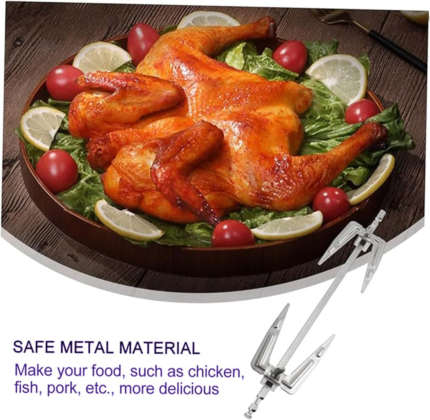 Spit Rotisserie,Stainless Steel BBQ Rotisserie Oven Chicken Vertical Spit Set, round Spit Rods, Rotisserie Accessories image number 6