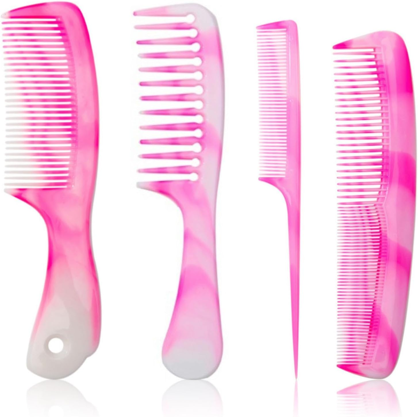 Pink Hair Comb Set, Wide Tooth, Fine Tooth, Rat Tail, and Dual Comb for Long, Curly, Wet and Smooth Hair without Tangles(Color:Pink) image number 5
