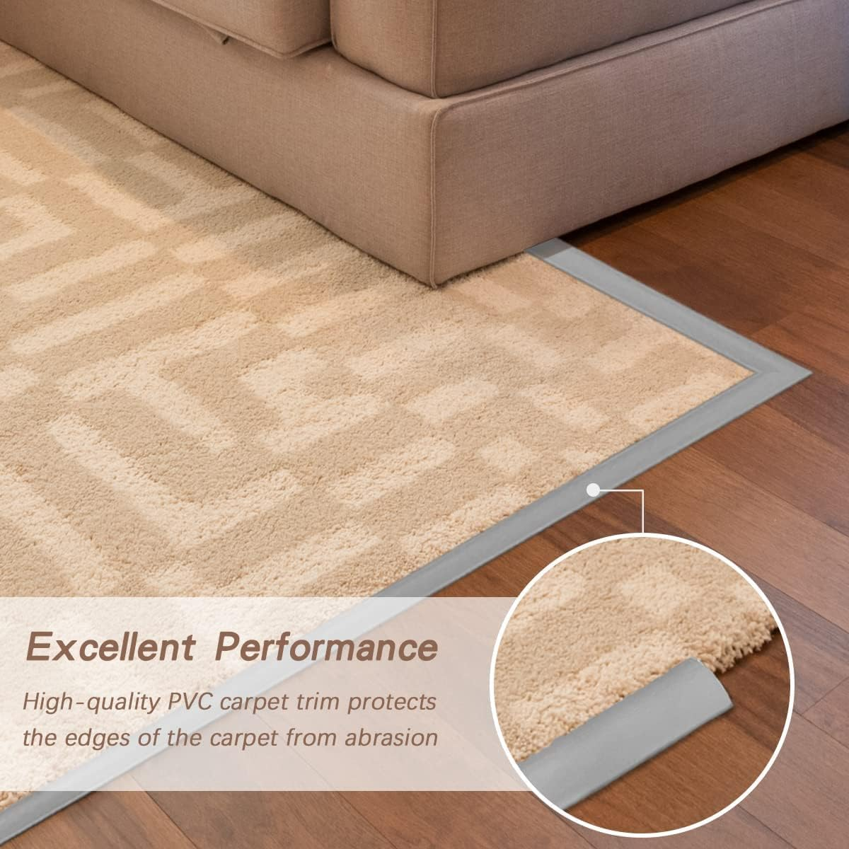 10Ft Floor Transition Strip, Self Adhesive Carpet Edging Trim Strip, Threshold Strips for Threshold Height Less than 5 Mm (Grey) image number 2