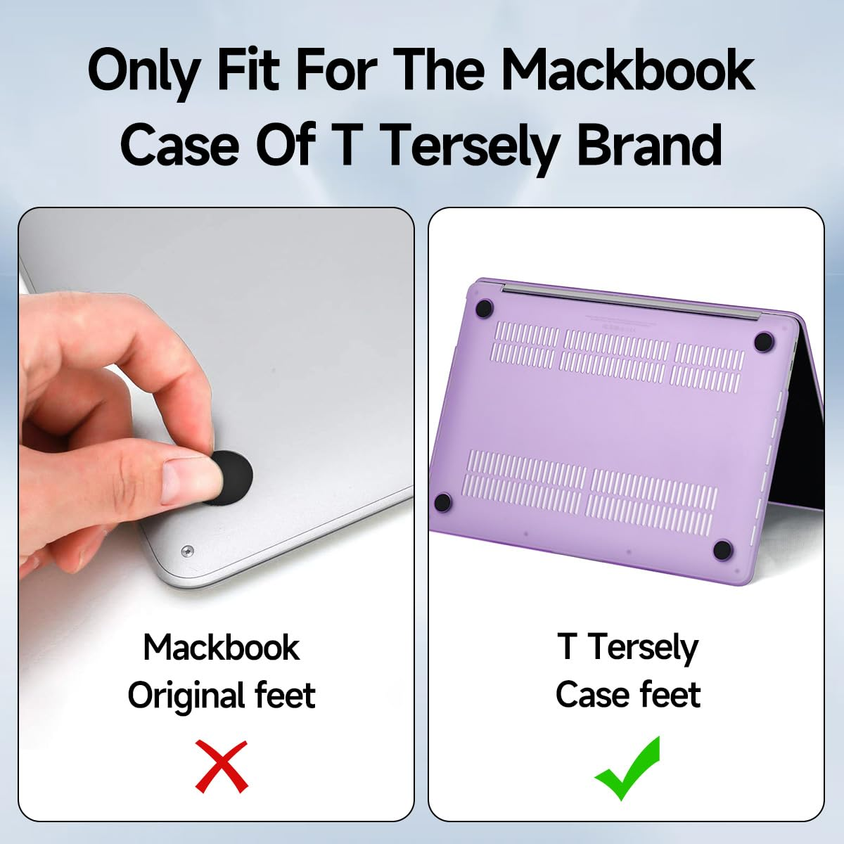 T Tersely 4 Pcs Replacement Bottom Case Black Rubber Feet Foot Compatible with T Tersely Macbook Pro 13 Case/Macbook Air 13 Case Cover image number 1