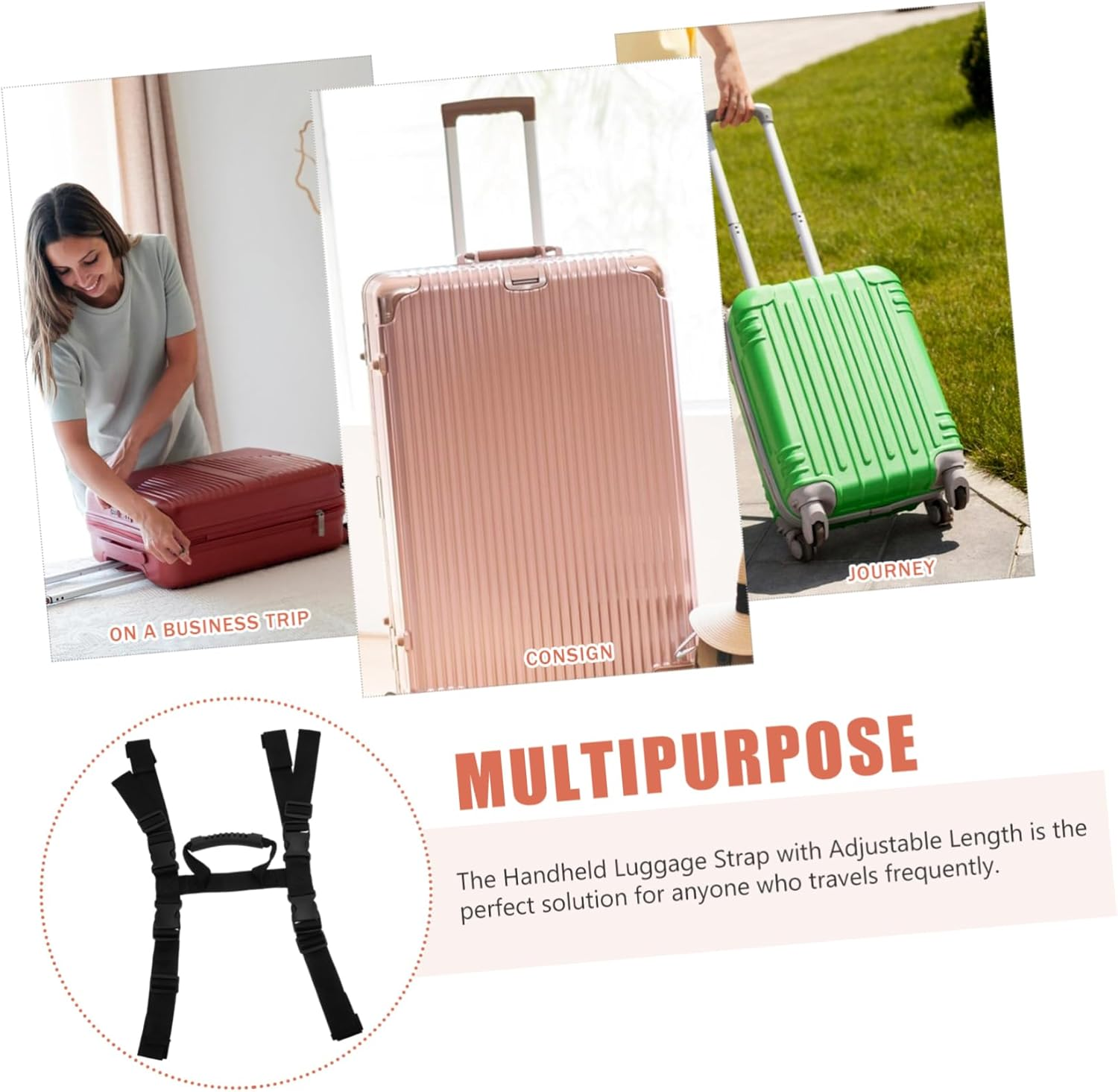 COOLHIYA Versatile Luggage Handle Strap Elastic for Suitcases Secure Loadbearing Capacity Easy to Use Binding Straps image number 3