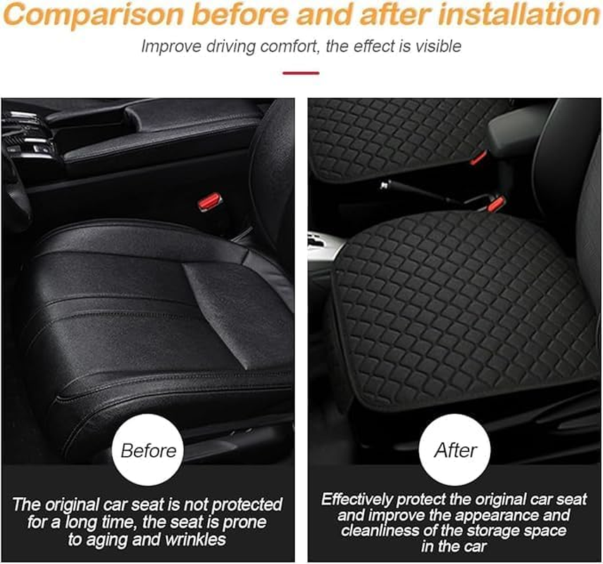 Car Front Seat Cover Cushion Pad with Storage Pocket,1Pc Car Seat Front Pad Auto Front Seat Protector Pad with Storage Pocket,Front Bottom Seat Protector Pad Car Seat Cover with Storage Pocket,Black image number 1