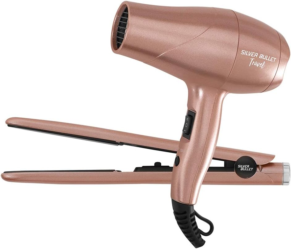 Silver Bullet Luxe Travel Set 2200W Hair Dryer & Straightener, Rose Gold image number 1