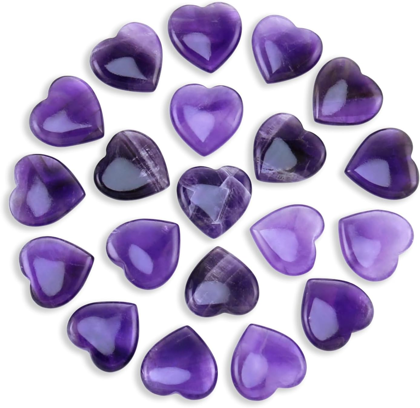 Tumbled Polished Natural Amethyst Stones and Crystals Heart Stones, Crystals and Healing Stones Quartz Bulk for Wicca, Reiki, Healing Energy, Chakra Stones, Witchcraft Supplies(20Pcs)