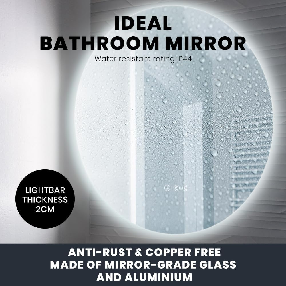 Simplus LED Wall Mirror 800MM round Bathroom Mirrors for Wall Mounted Anti-Fog Smart Touch Switch Vanity Makeup Mirror(Backlit Light) image number 5