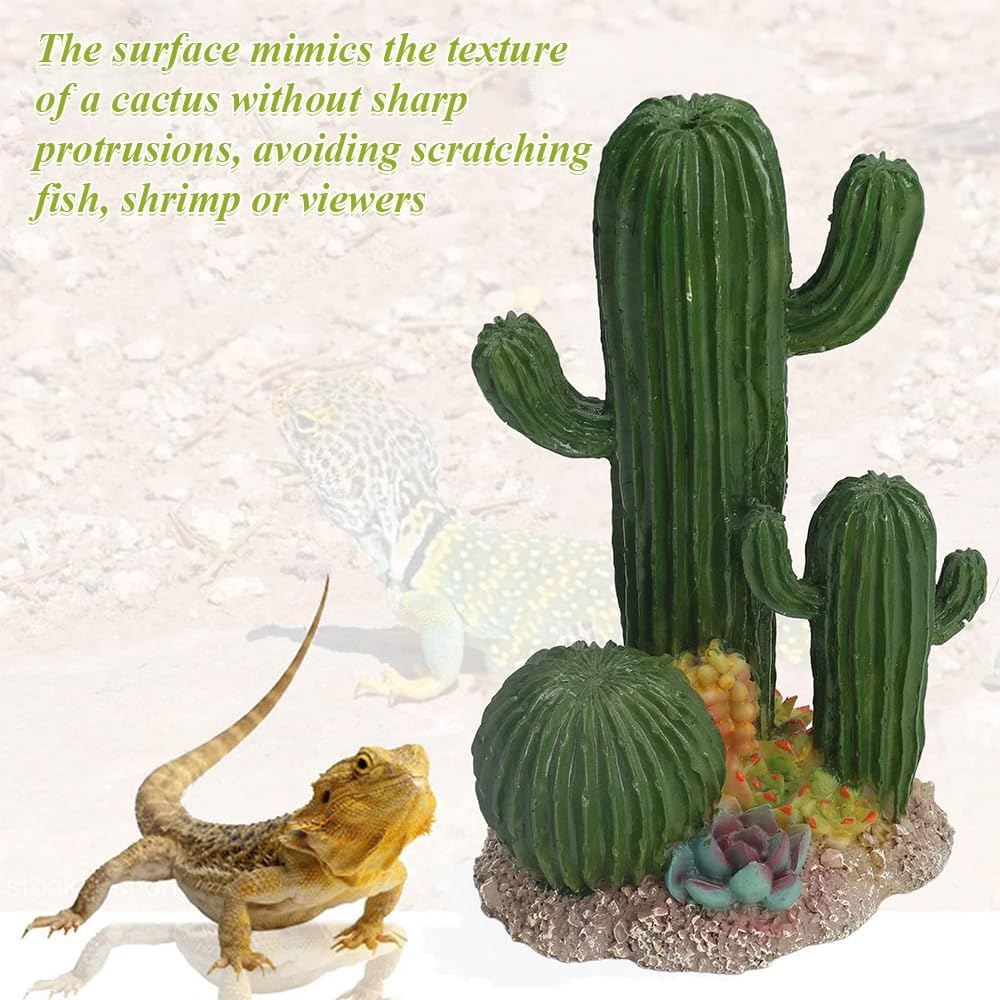 Artificial Cactus Statue/Simulated Cactus Ornament,Plants Terrarium Decoration & Desert Decor,Reptile Box Decoration for Reptile Animal Enclosures image number 2
