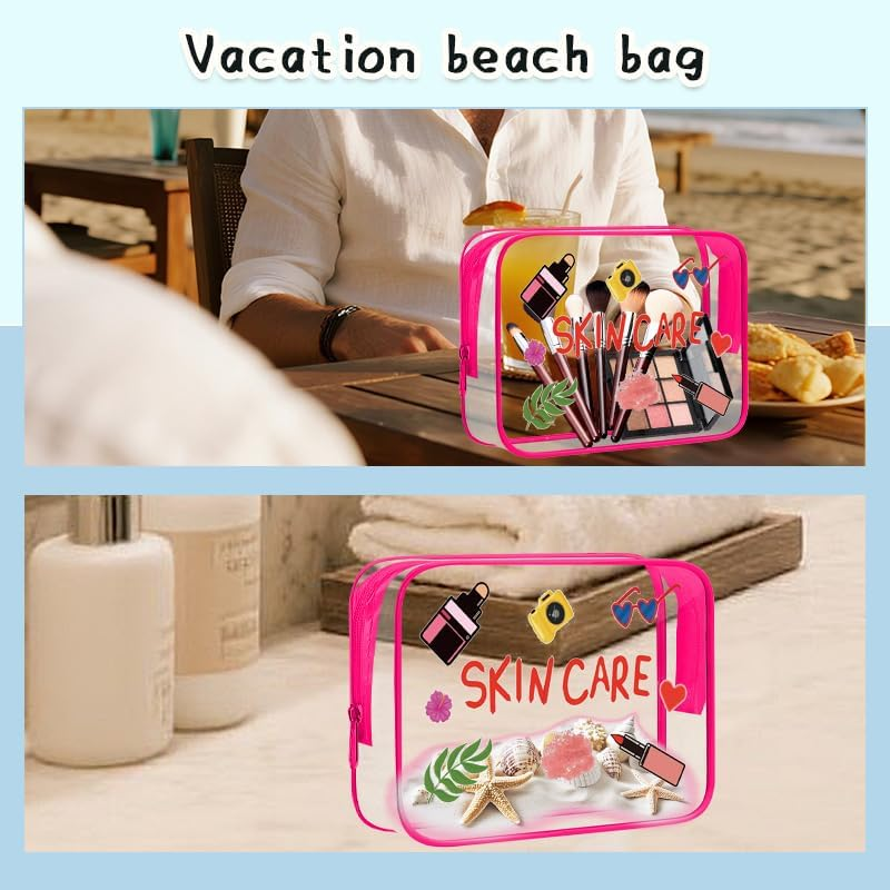 Clear Skincare Toiletry Bag for Women Girls Clear Travel Makeup Organizer for Girlfriend Christmas Birthday Gifts for Friend Bestie Waterproof Skin Care Cosmetic Pouch Beauty Enthusiasts Gift