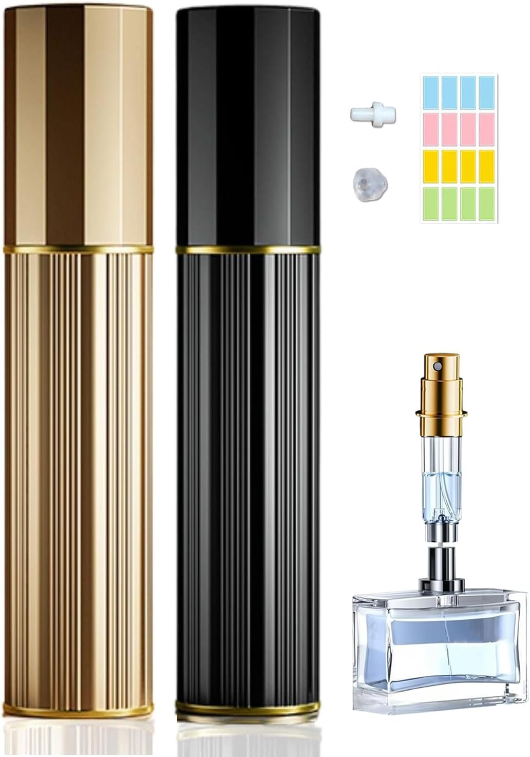 Travelofo 10 Ml Perfume Filler Refillable Perfume Atomiser Filling Technology without Funnel Empty Perfume Atomiser Spray Bottle for Travel Handbag on the Go (Silver)