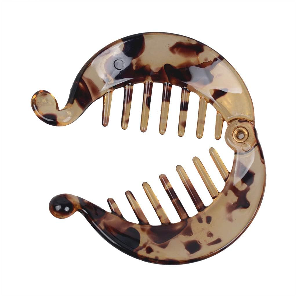 4 Pcs Banana Hair Clips for Women Girls Fishtail Hair Clip French Banana Clip Ponytail Holder round Hair Comb Styling Accessories for Long Medium Hair (Color Random) image number 3