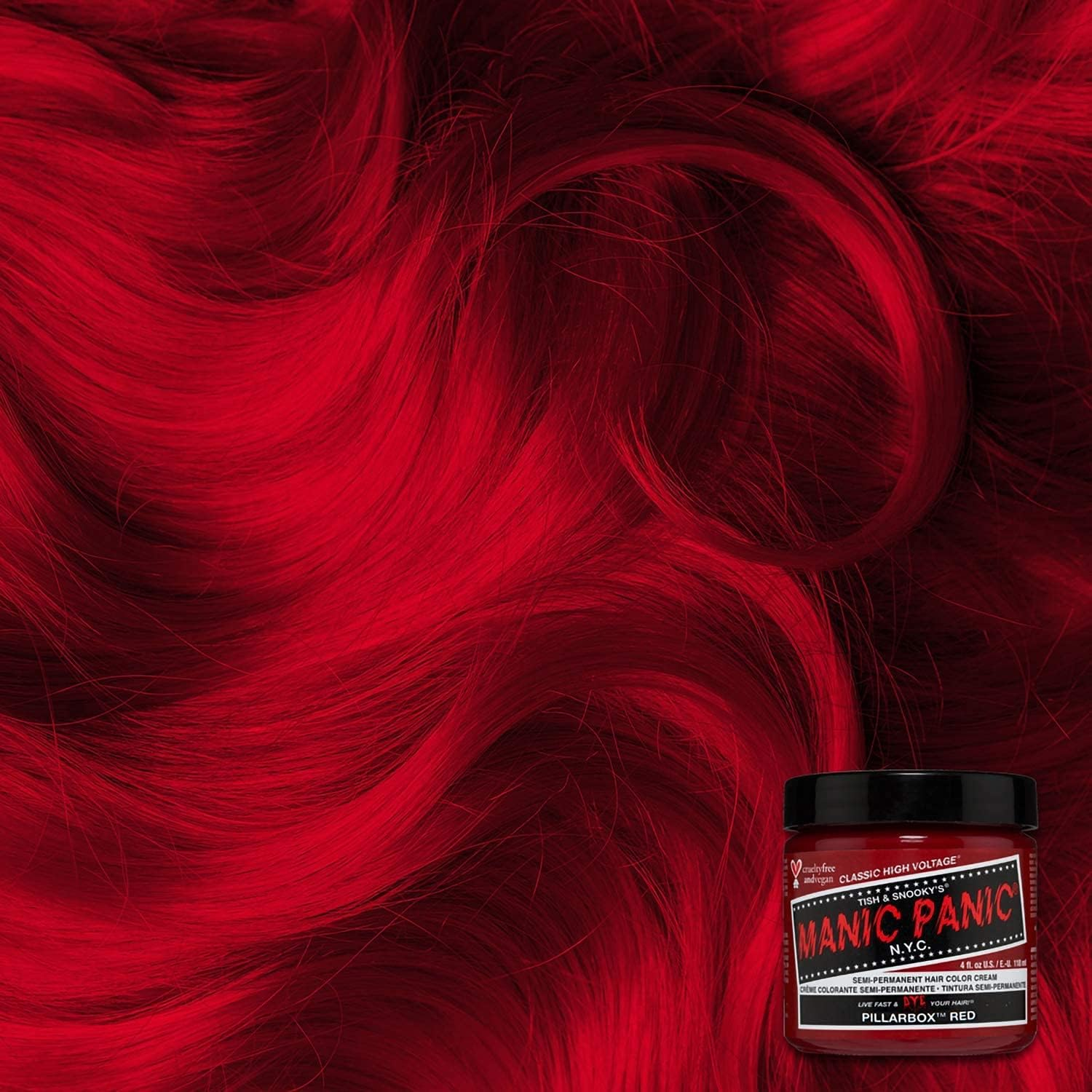 MANIC PANIC Classic Pillarbox Red Semi Permanent Hair Color - True Red Hair Dye for Women & Men That Lasts 4-6 Weeks - Vegan, Ammonia & Cruelty-Free - Create & Mix Custom Shades (4Oz / 3Pk) image number 2
