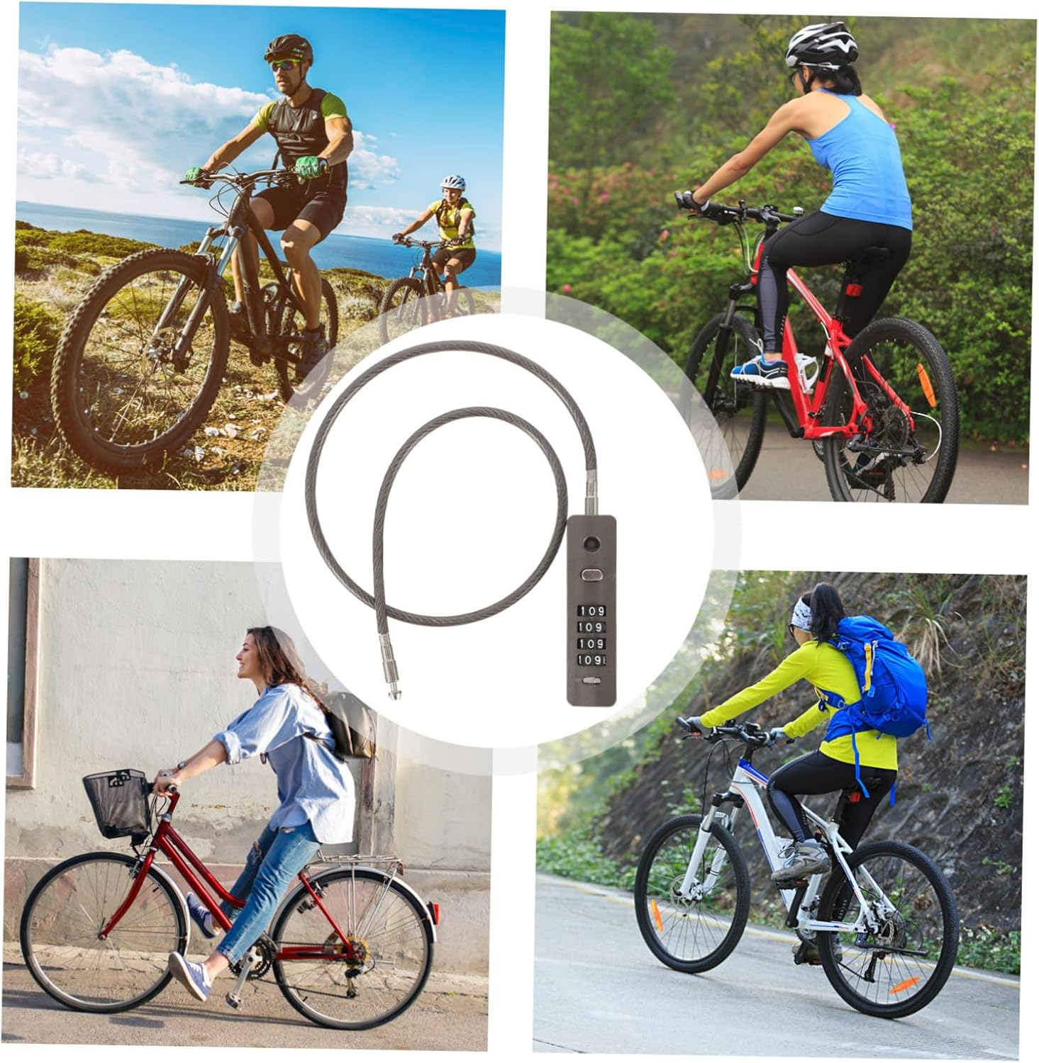 SEWACC Combination Cable Lock 4-Digit Password Bicycle Cable Lock for Bike Helmets Backpacks Travel Luggage and Fridge Use image number 1