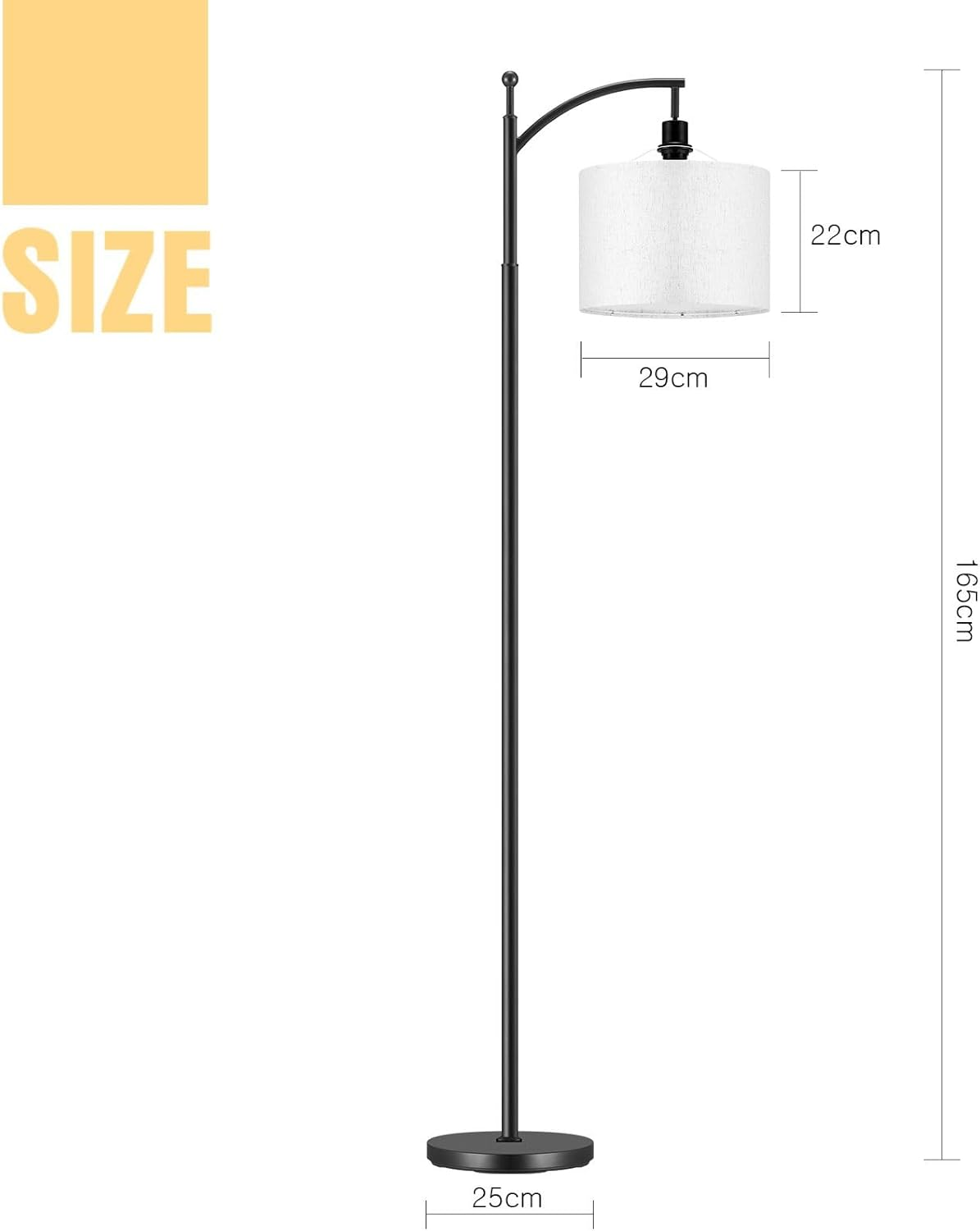 Standing Floor Lamp Tree Lamp Reading Light Tall Lamps Pole Lamp with Foot Switch Adjustable Height for Living Room Bedroom Office Dining Room 165Cm Length Black image number 5