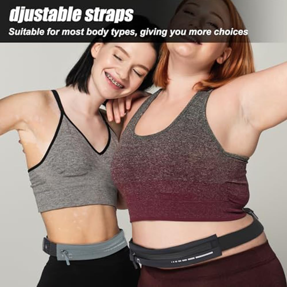 Slim Running Belt Fanny Pack, Adjustable Reflective Phone Holder Runners Waist Pouch Belt for Workout, Money Belt Running Gift Gear Accessories