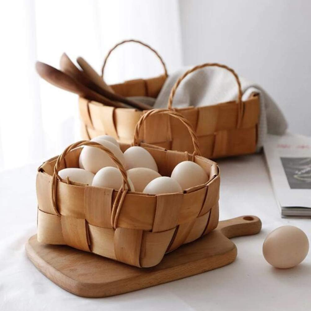 Zerodeko Wood Woven Storage Basket for Home for Fruit Vegetables Sundries Container Handcrafted in S