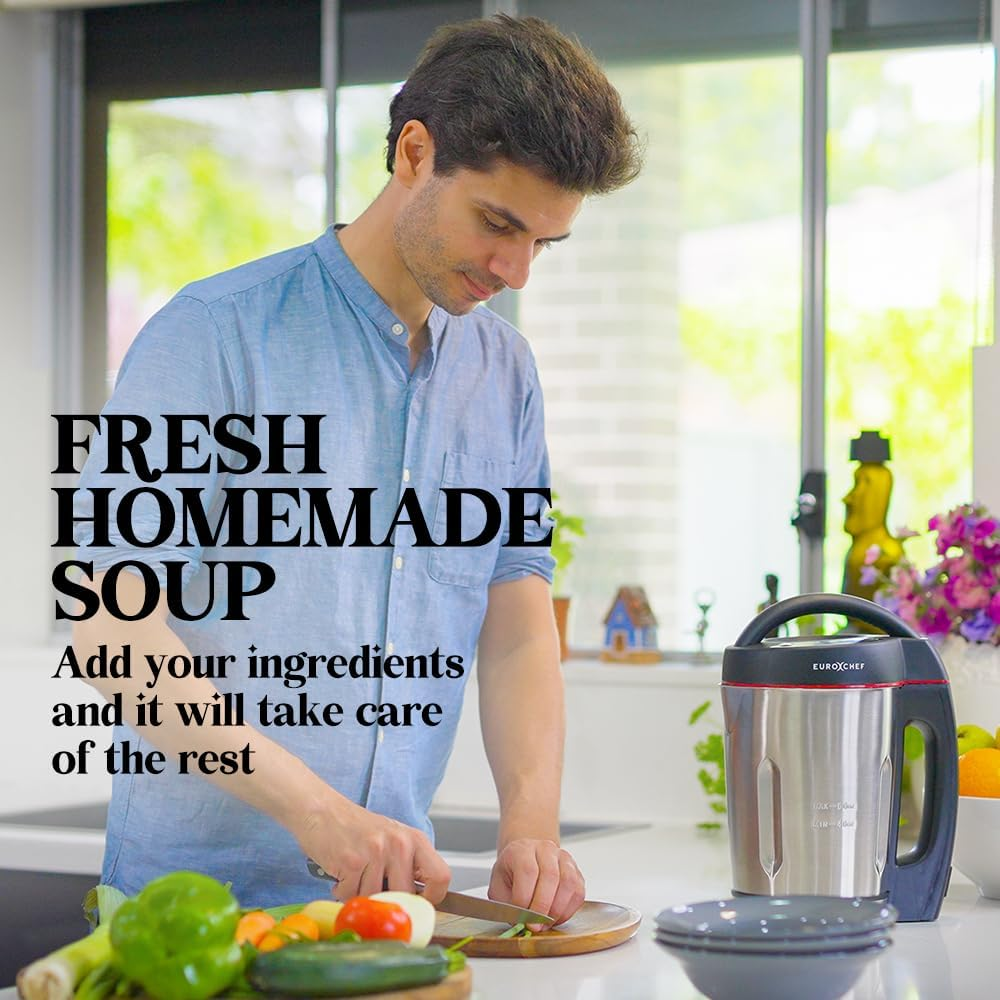 EUROCHEF Soup Maker and Blender, Self-Cleaning, Stainless Steel image number 5