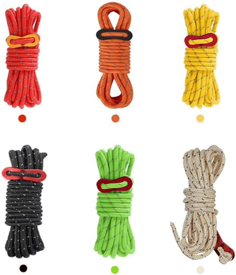 6-Pack Reflective Tent Guy Ropes, Betterjonny 4Mm*4M Reflective Nylon Cord with Aluminum Adjuster Light-Weight Tent Guide Lines Cord for Outdoor Tarp, Tent Fixing, Tent Rope image number 5