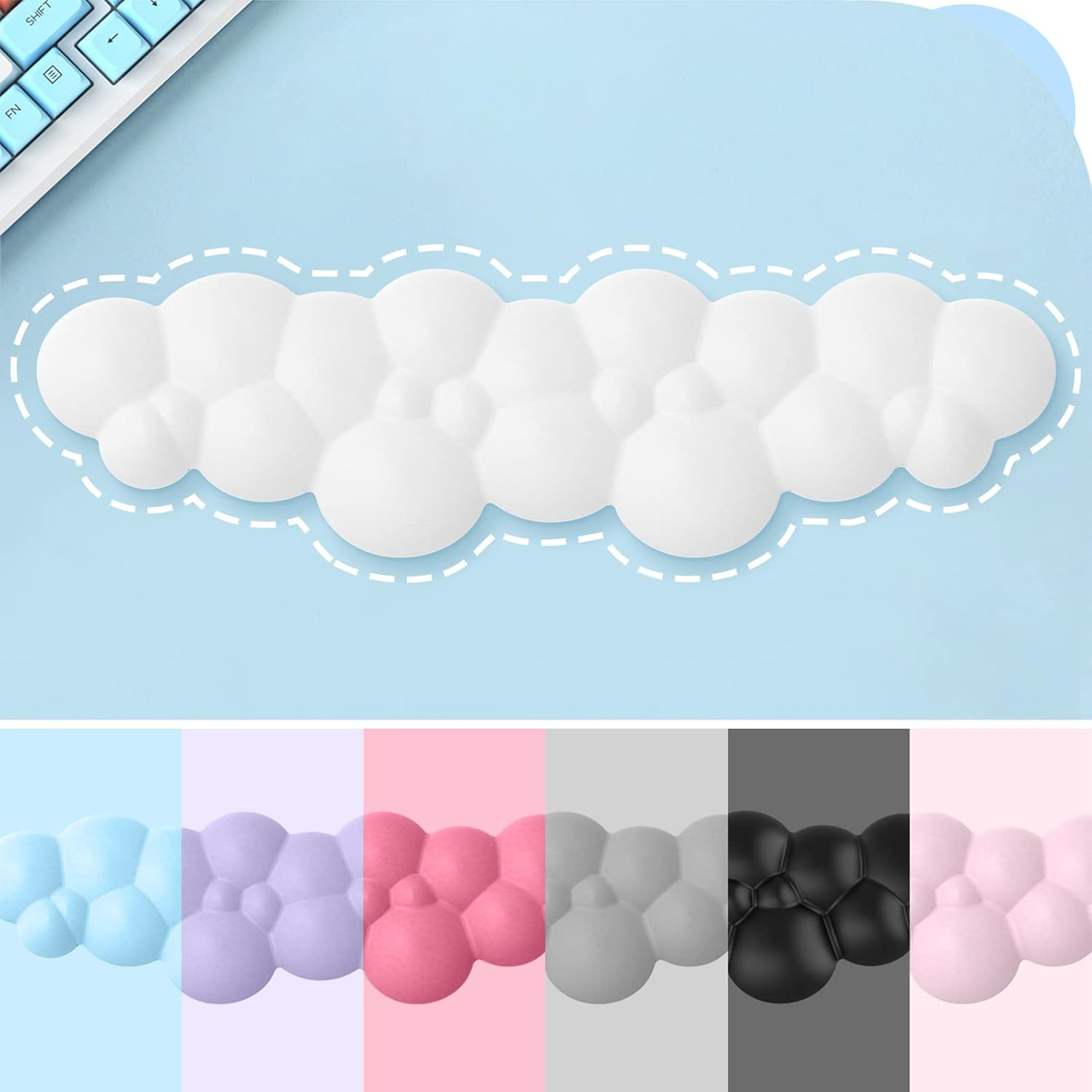 Attack Shark Gaming Keyboard Wrist Rest Pad,Memory Foam Keyboard Palm Rest, Ergonomic Hand Rest for Computer Keyboard,Laptop,Mac,Lightweight for Easy Typing Pain Relief-White image number 6