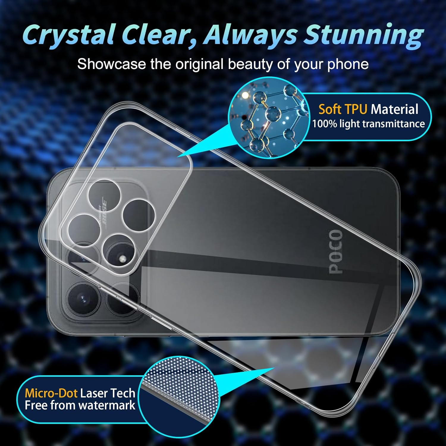 GEEMEE Mobile Phone Case for Xiaomi Poco F8 Pro, Soft TPU Bumper Protective Case, Transparent, Scratch-Resistant Cover, Anti-Yellow, Shockproof, Crystal Clear Case image number 1