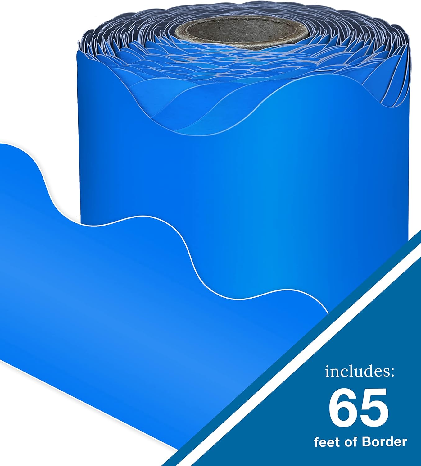 Carson Dellosa 65 Ft Scalloped Blue Bulletin Board Borders, Classroom Borders for Bulletin Board, White Board, Cork Board, Locker, and Classroom D&eacute;cor, Bulletin Board Trim - Blue image number 3