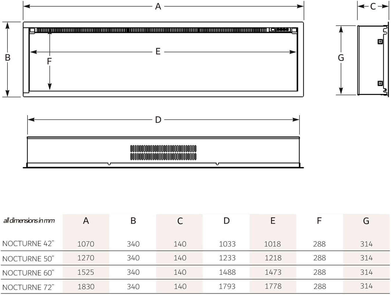 Modaliving Nocturne 1500W Recessed Electric Fireplace Built-In Slim Wall Heater with Remote Control Timer Flame and Fuel Bed Lighting in 60 Inch Sizes (60) image number 6
