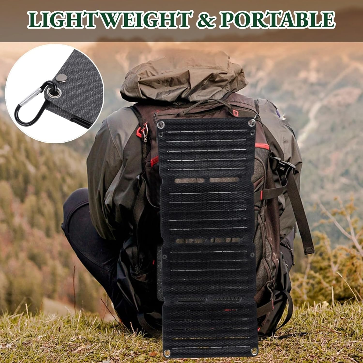 Sharainn 40W Foldable Solar Panel Charger, 12V Monocrystalline Solar Charger, Supports Fast Charge QC Technology, Folding Solar Panels for Camping, Hiking, Backpacking image number 5