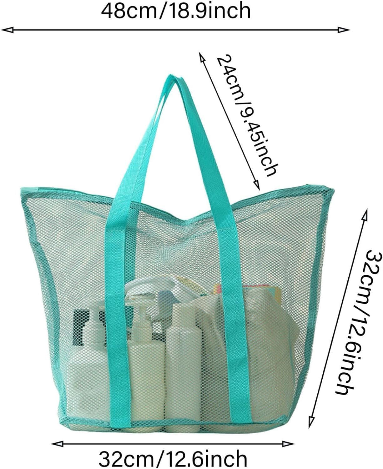 Quick Dry Shower Tote, 1Pc Green Mesh Shower Caddy Bag Quick Dry Tote Bag, Green Women Mesh Tote Bag Travel Hollow Shoulder Caddy image number 2