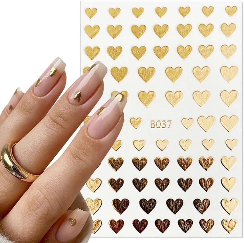 8 Self-Adhesive Nail Art Stickers - Heart & Nail Decorations image number 4