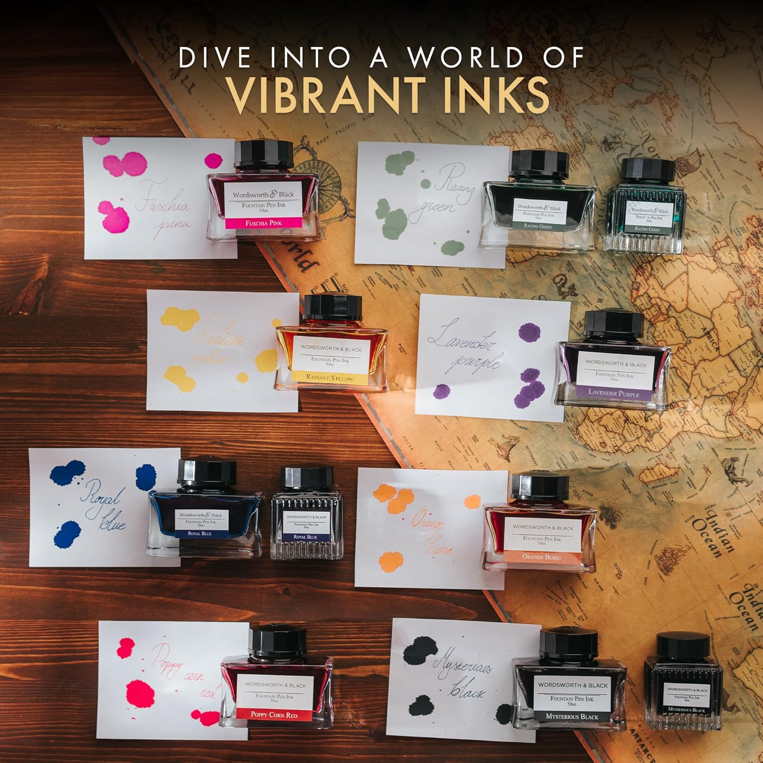 Wordsworth and Black Fountain Pen Ink Bottle (50 Ml) Premium Luxury Edition, [Poppy Corn Red] Fountain Pens Bottled Ink; Classic Designed Bottle Smooth Flow 50 Ml image number 1