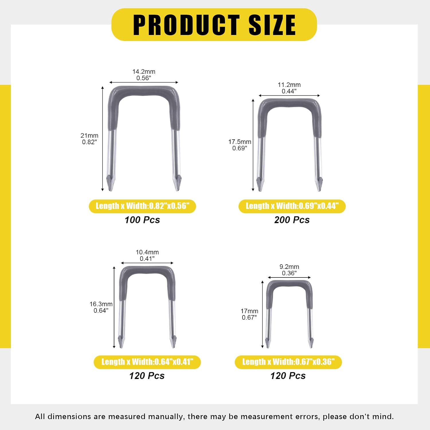 Mardatt 540 Pcs Insulated U Staple Nail Assortment Set with Storage Case, 0.56", 0.44&ldquo;, 0.41", 0.36" Metal Cable Staple for Fixing Electrical Wire image number 6