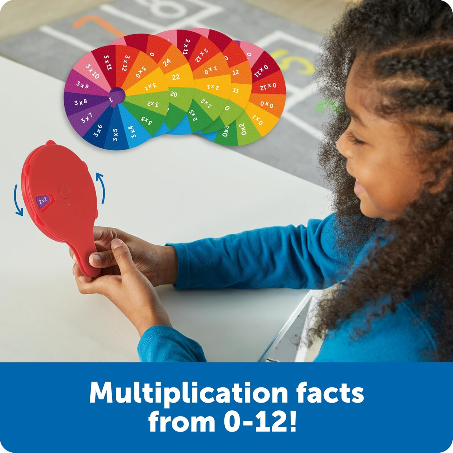 Learning Resources Skill Builders! Multiplication Quiz Wheel, Math Fidget Toy, Number Flash Cards, Math Fidget Spinner, Ages 6+, 15 Pieces image number 3
