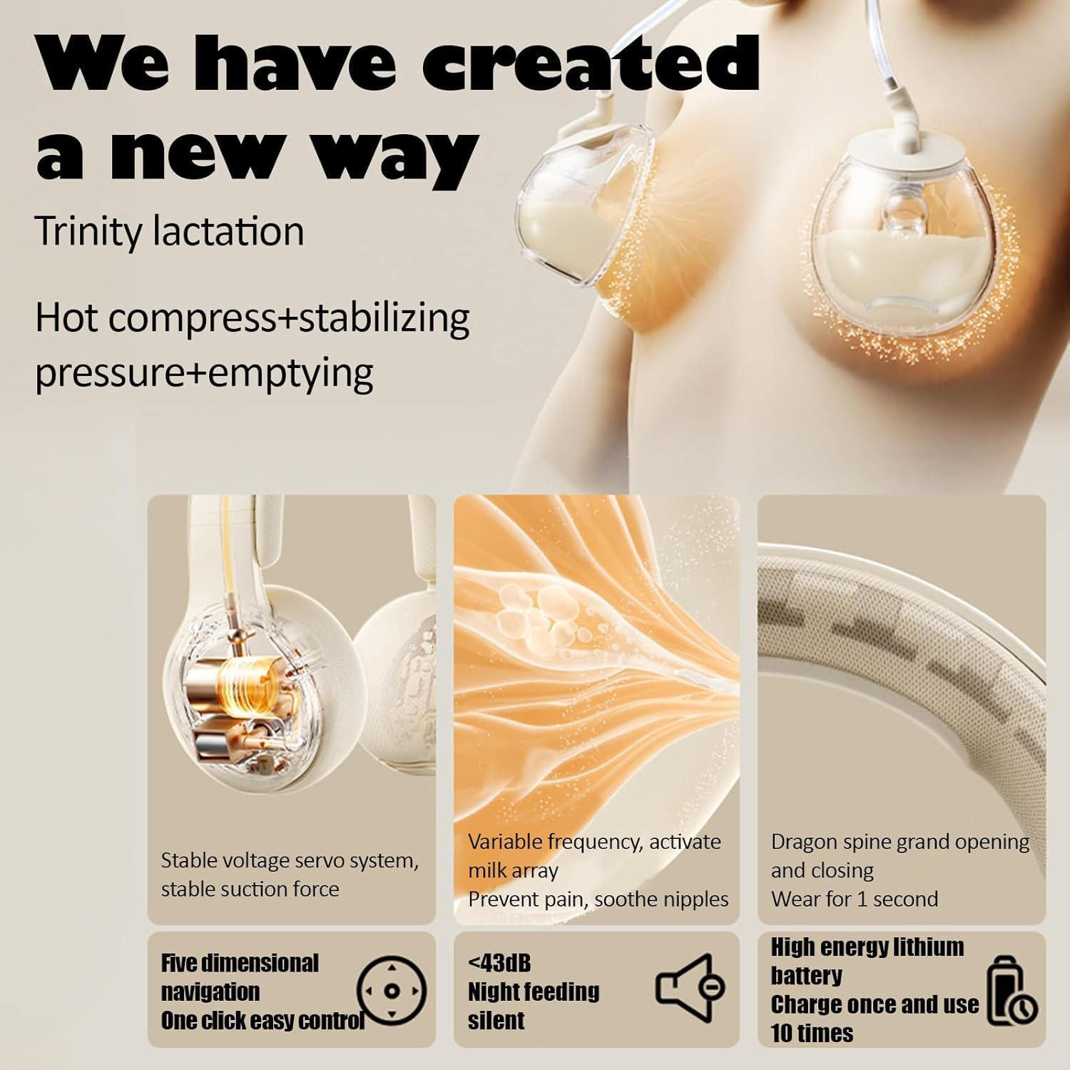 Hanging Neck Breast Pumps,Hands Free Electric Breast Pump,78G Ultra Light Breast Cup,Neck Hot Compress,Pressure Stabilization Prevent Pain,Keep Emptying,Portable Storage Bag&Breast Pump Set