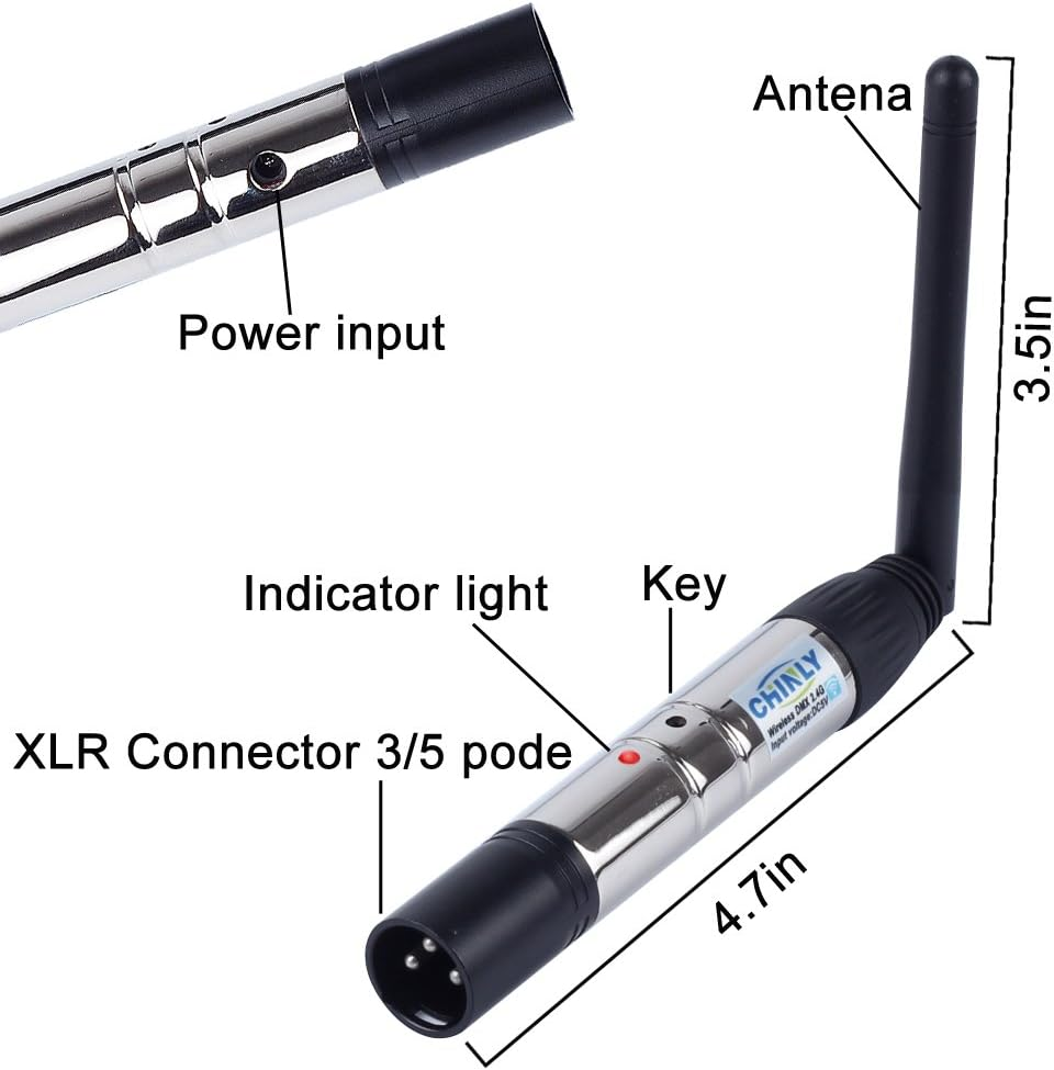 CHINLY DMX 512 DMX Dfi DJ 2.4G Wireless 1 Transmitter Controller for LED Stage Par Party Light - 1 Transmitter  7 Receivers(Battery) image number 5