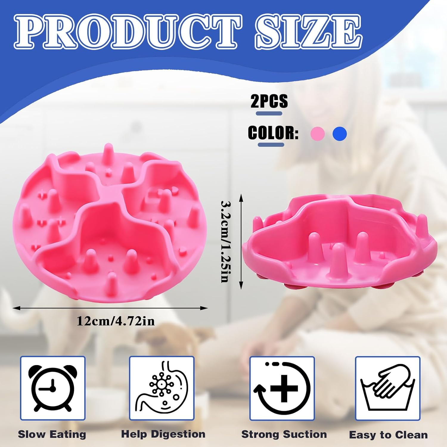 2 Pcs Soft Silicone Slow Feeder Pet Bowls Insert for Small Dogs and Cats, Puppy Feeding Solution image number 6