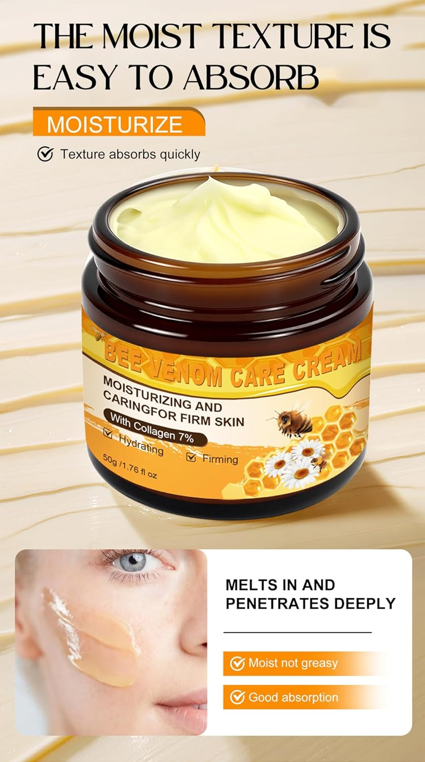 Bee Venom Skin Cream - Anti-Wrinkle, Firming & Moisturizing Treatment, Suitable for All Skin Types, Daily Skin Restoration image number 6