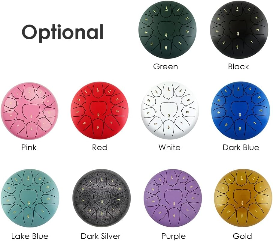 Domary 6 Inch Steel Tongue Drum 11 Notes Handpan Drum with Drum Mallet Finger Picks Percussion for Meditation Yoga