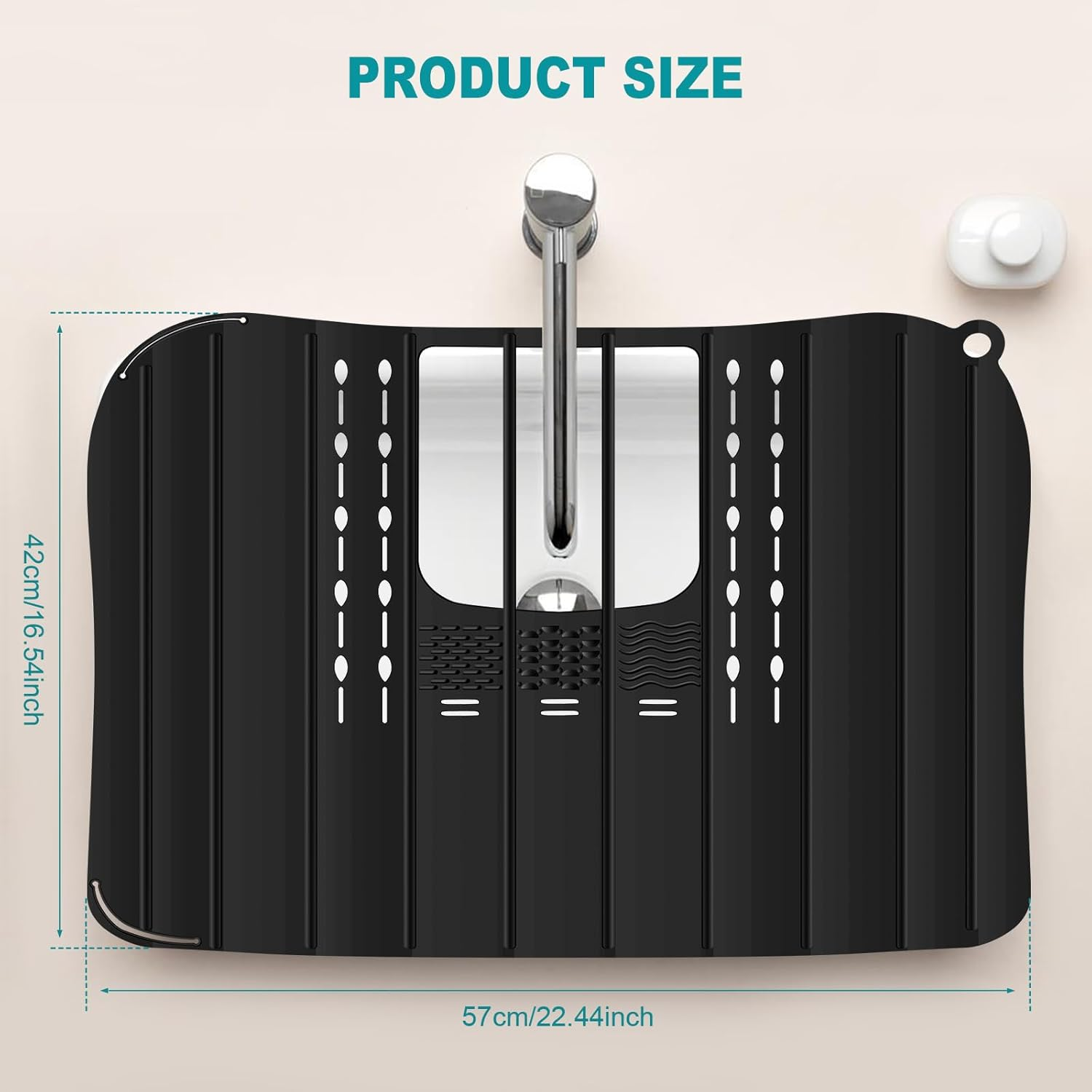 Black Silicone Sink Cover - Foldable, Heat Resistant, Space Saver for Bathroom Counter