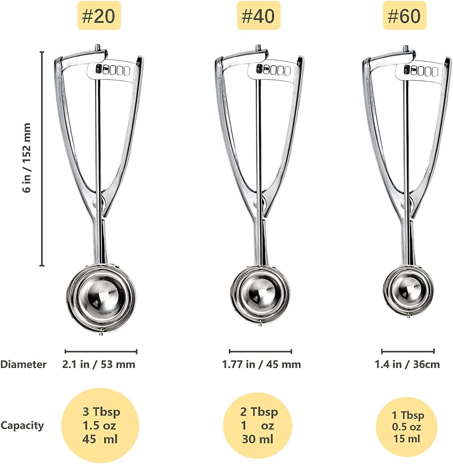 Cookie Scoop, Ice Cream Scoop, Cookie Scoops for Baking Set of 3 with Cookie Dough Scoop, 3Pcs Cookie Scooper for Baking, Stainless Steel Cookie Scoop Set, Ice Cream Scooper with Trigger Release image number 2